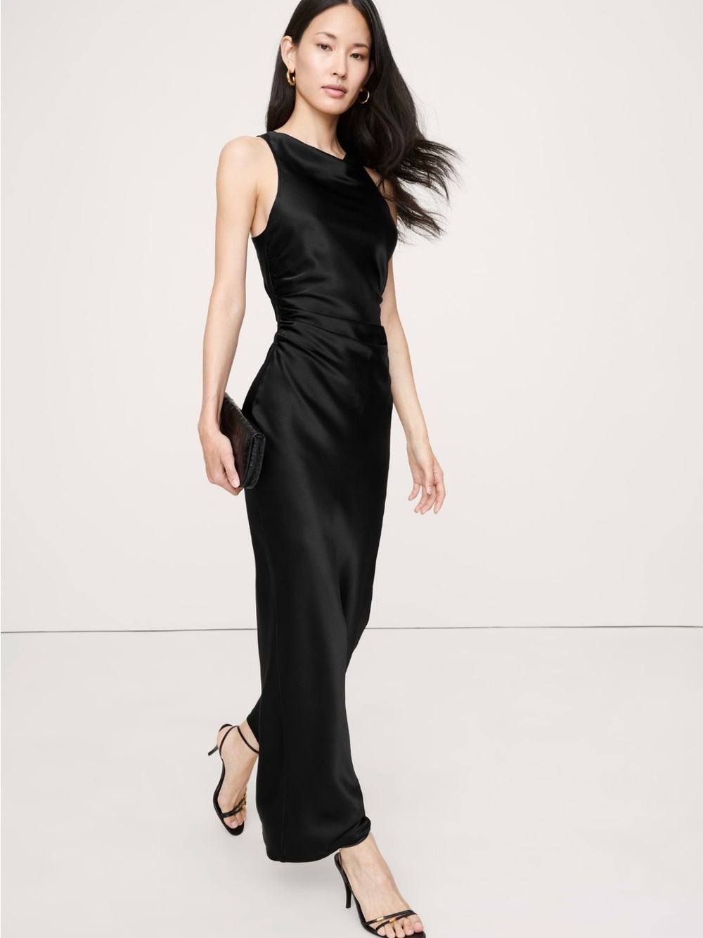 Banana Republic Silk Cowl Neck Gown. Black. Size 14. Gorgeous Gown.  New w/tags